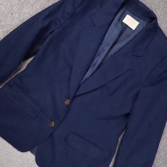 Womens Vintage Pendleton Wool PTP 17 Inches Small Blue Long Sleeve Blazer - Picture 8 of 10